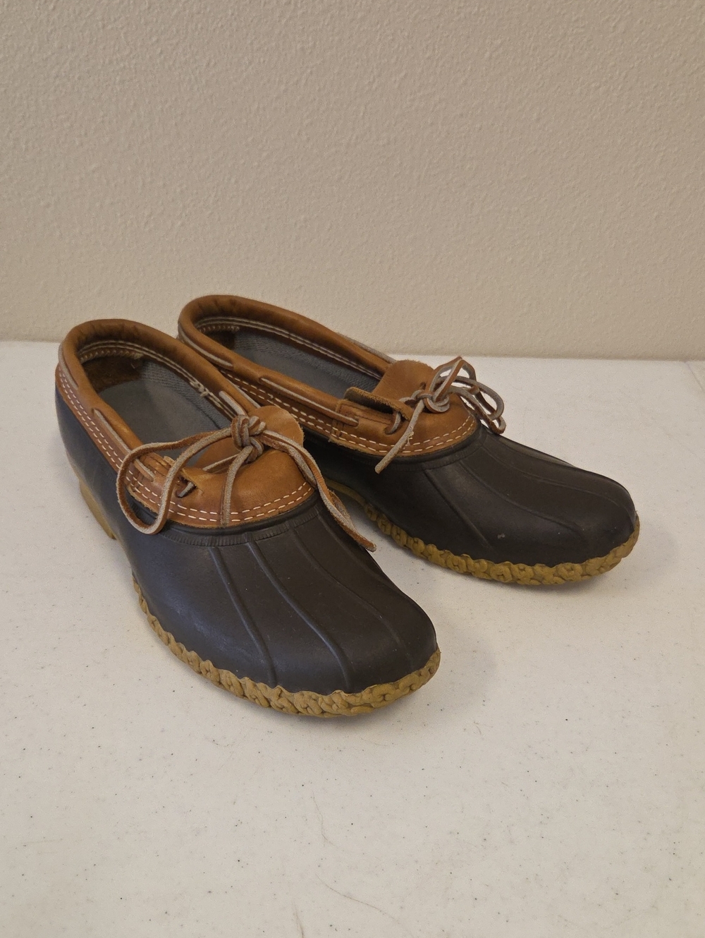 LL Bean Rubber Moc Low Duck Boots Tan Brown Men's Size 14 Maine USA Bean Boots